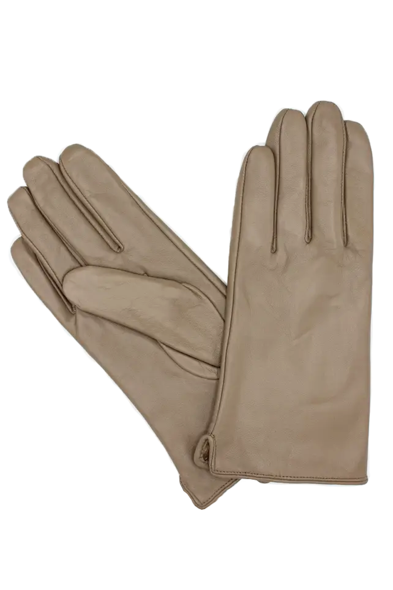 Fleeceforet Læderhandsker Taupe