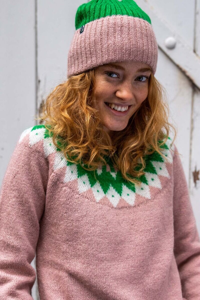 Danetop Beanie Powder Rose/Green