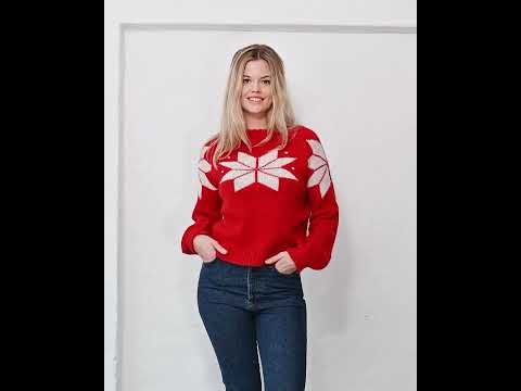 Danefantastic Flakes Wool Sweater Red/Chalk
