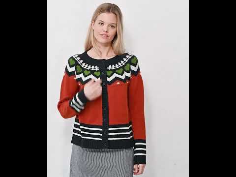 Danehareskov Cardigan Brick/Dk Navy/Chalk