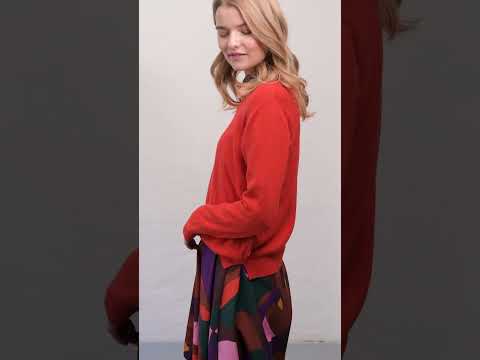 Danepearly Hole Knit Sweater Bright Red