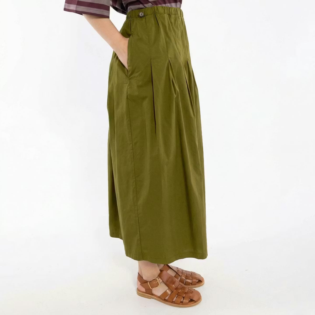 Daneminna Smooth Poplin Skirt Olive
