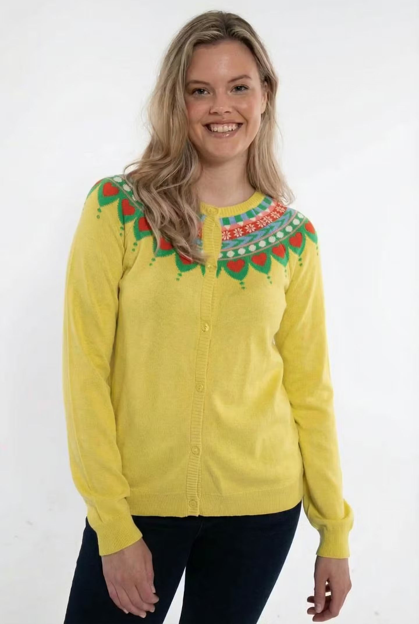 Danesweetheart Cotton Knit Cardigan Faded Yellow