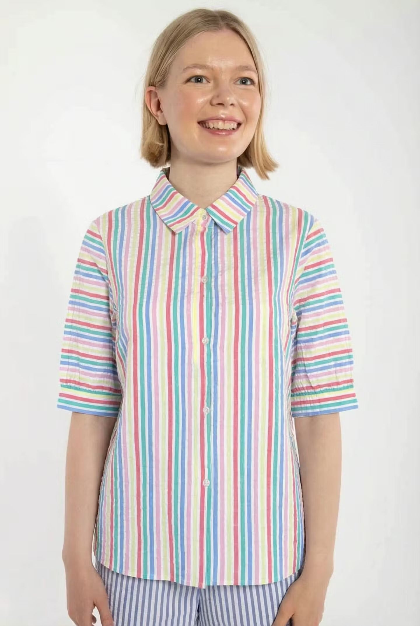 Danesyren SS Seersucker Shirt Multistripe