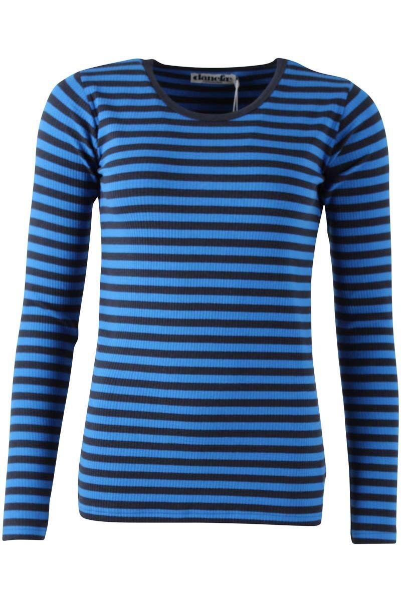 Lækker langærmet trøje med blå striber til kvinder