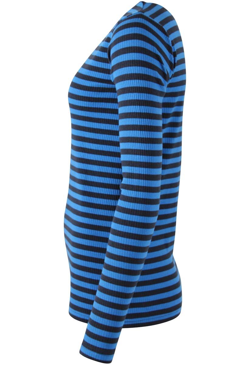 Lækker langærmet trøje med blå striber til kvinder