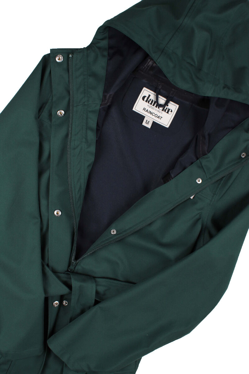 Vandtæt regnfrakke i mørkegrøn til kvinder
