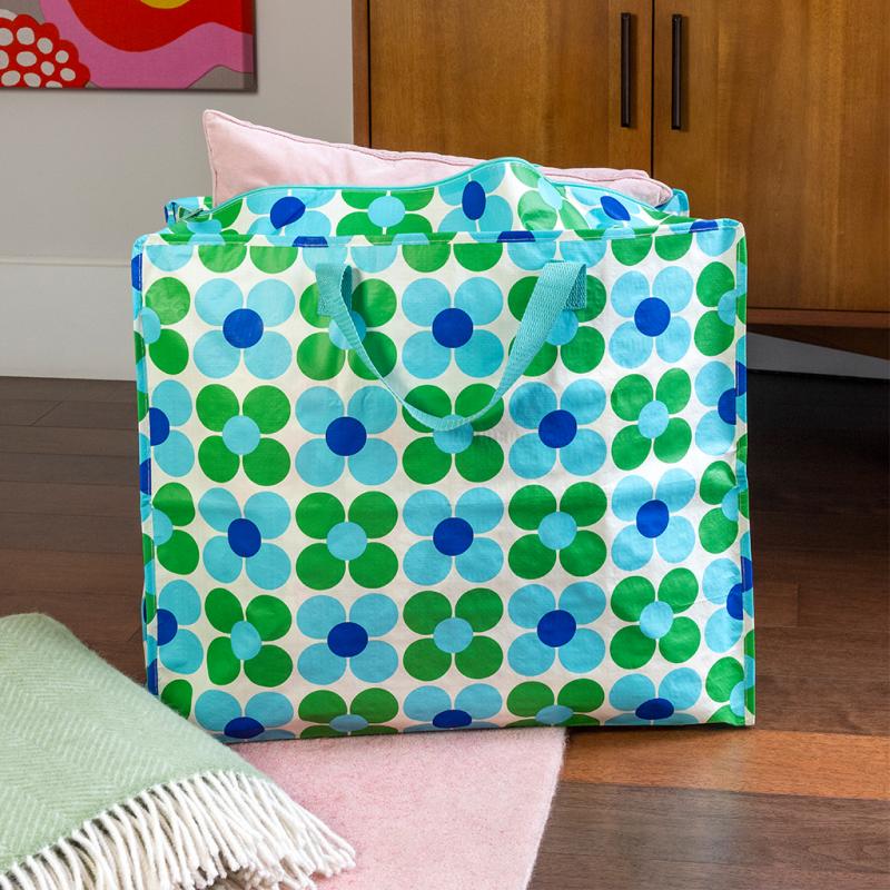 RL Storage Bag Jumbo Blue and Green Daisy