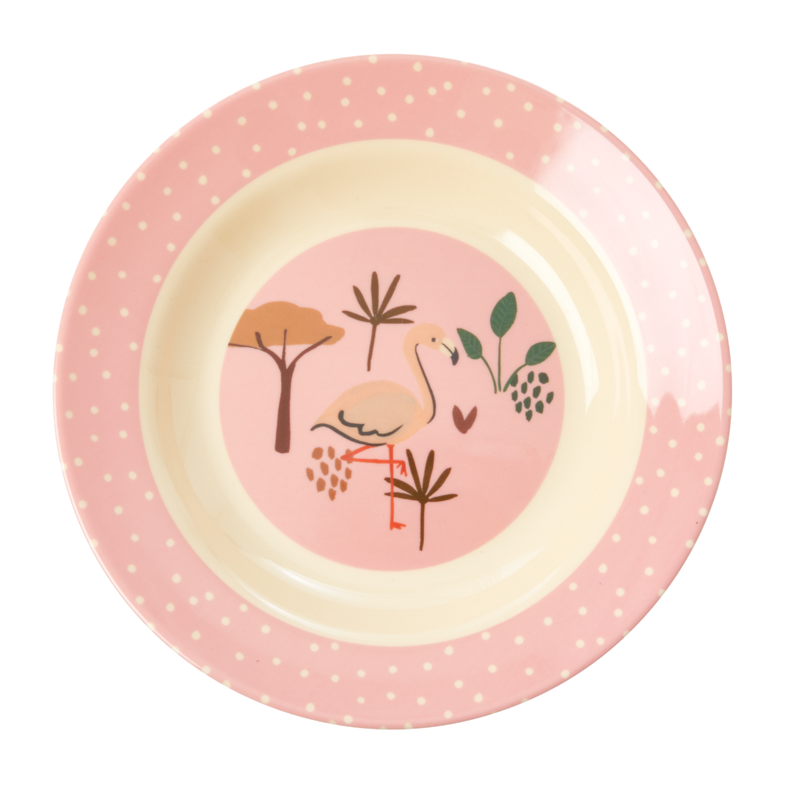 Rice Melamine Børneskål Pink JUNGLE ANIMALS