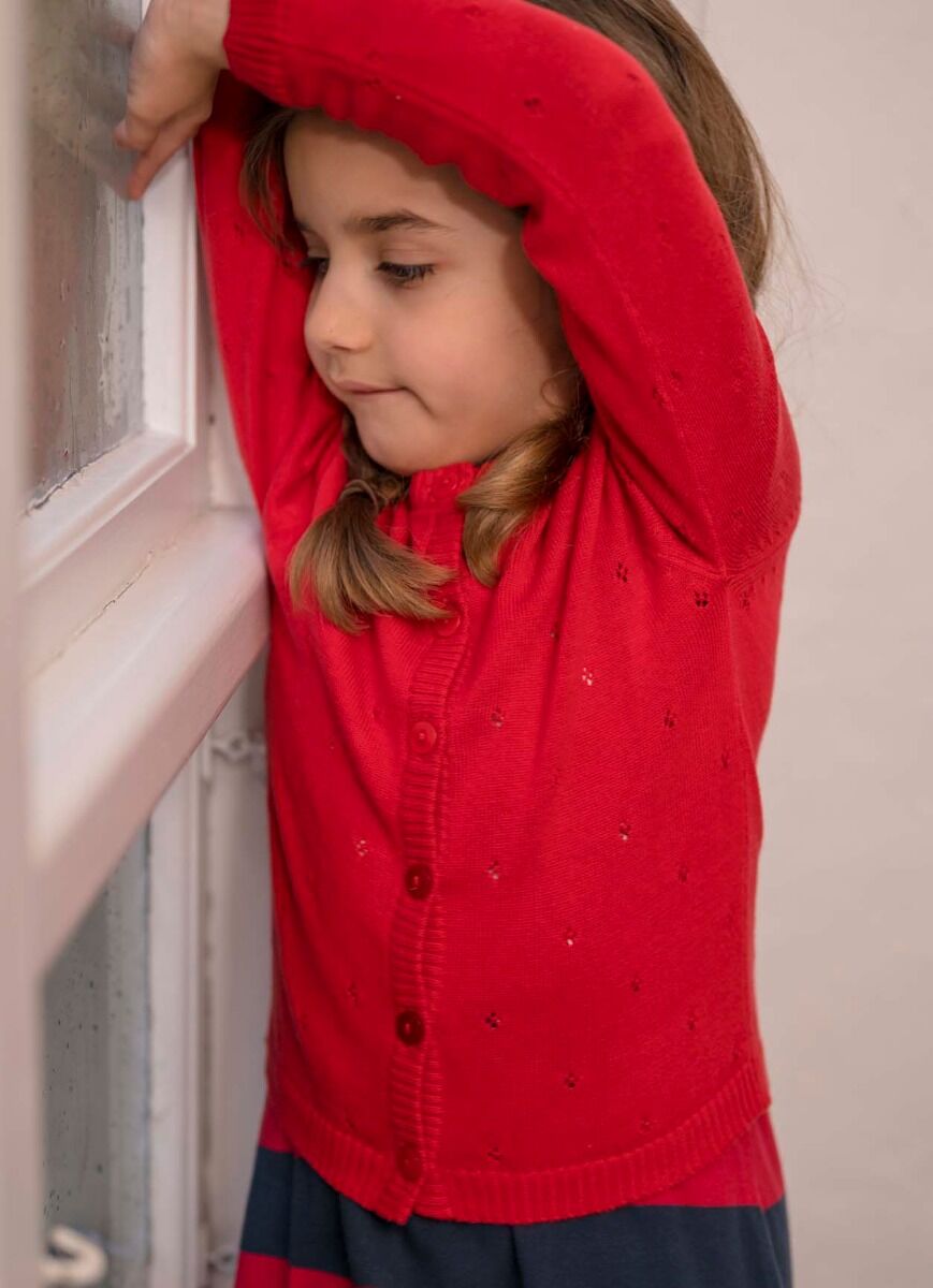 Danemerle Hole knit Cardigan Dk Red