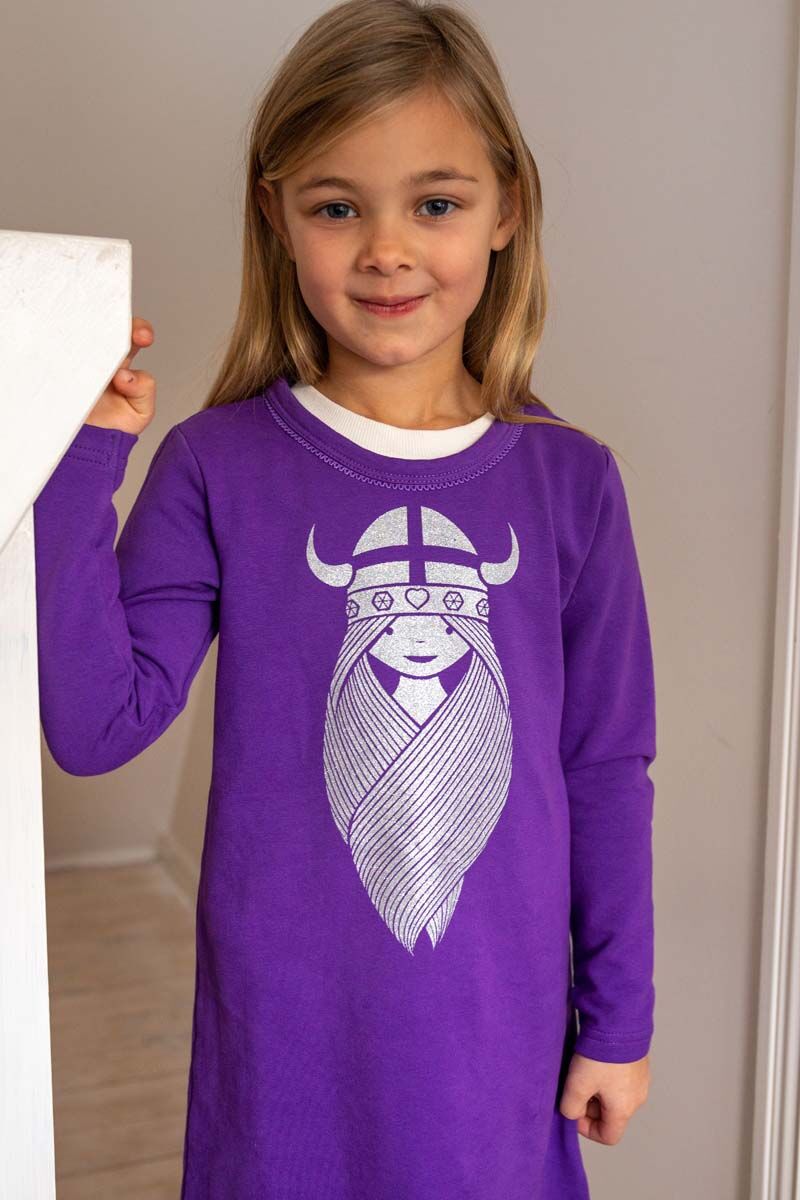Danekvik Sweater Dress Purple Glitter FREJA