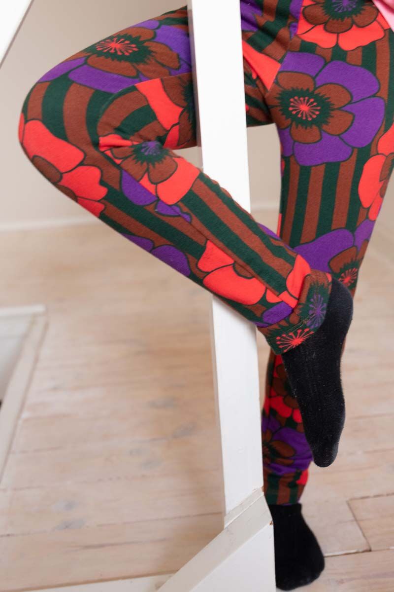 Danandrea Warm leggings Rust / Purple POWER FLOWER