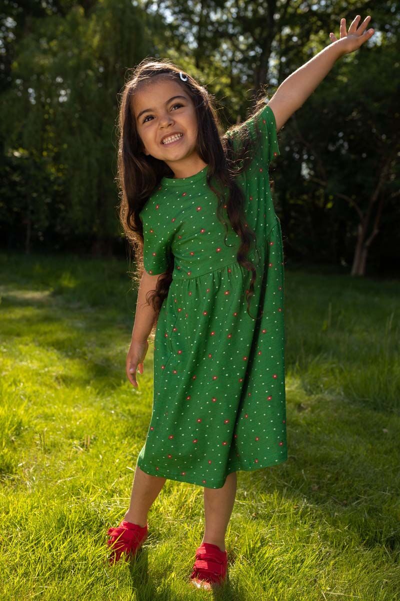 Daneshellfish Slub Dress Grass Green SPRINKLE