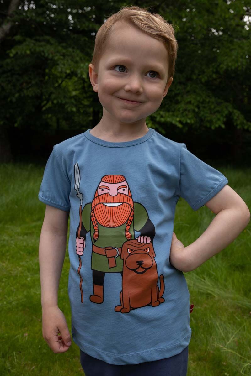 T-shirt til børn med viking med hund