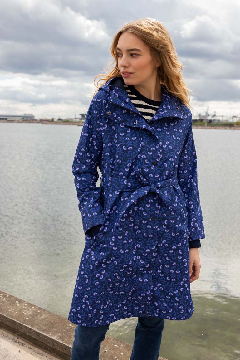 Danelisabeth Raincoat Navy/Lilac FLEURIE