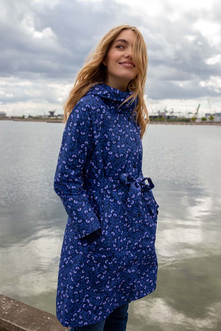 Danelisabeth Raincoat Navy/Lilac FLEURIE