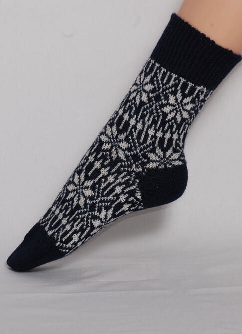 Hirsch Natur Wool Socks Marine/White