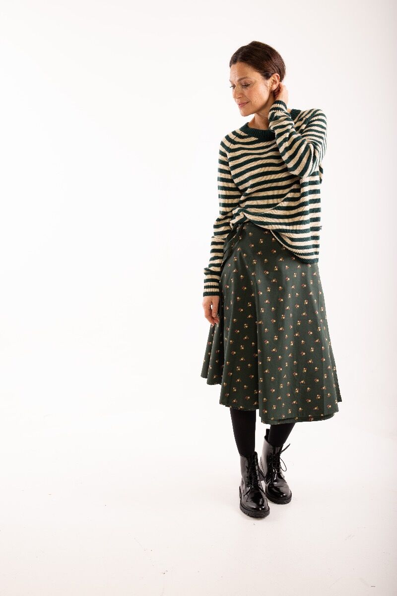 ORGANIC - Danemikkelsen Skirt Black green MINIFLOWER
