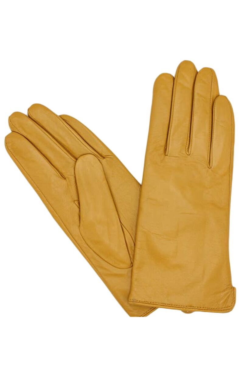 Fleeceforet Læderhandsker Mustard