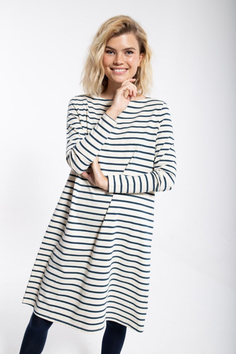 ORGANIC - Nassau Dress Chalk/dusty navy