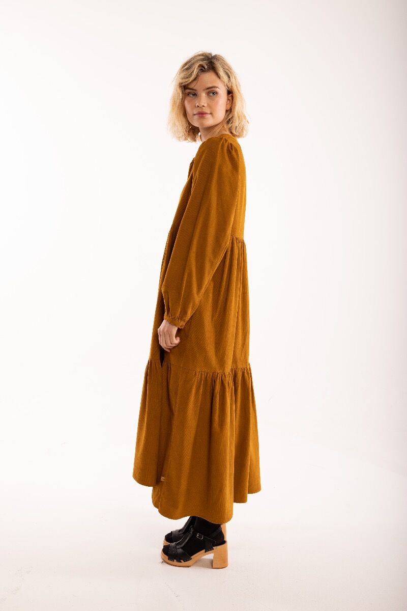Danoktober Cord Dress Mustard
