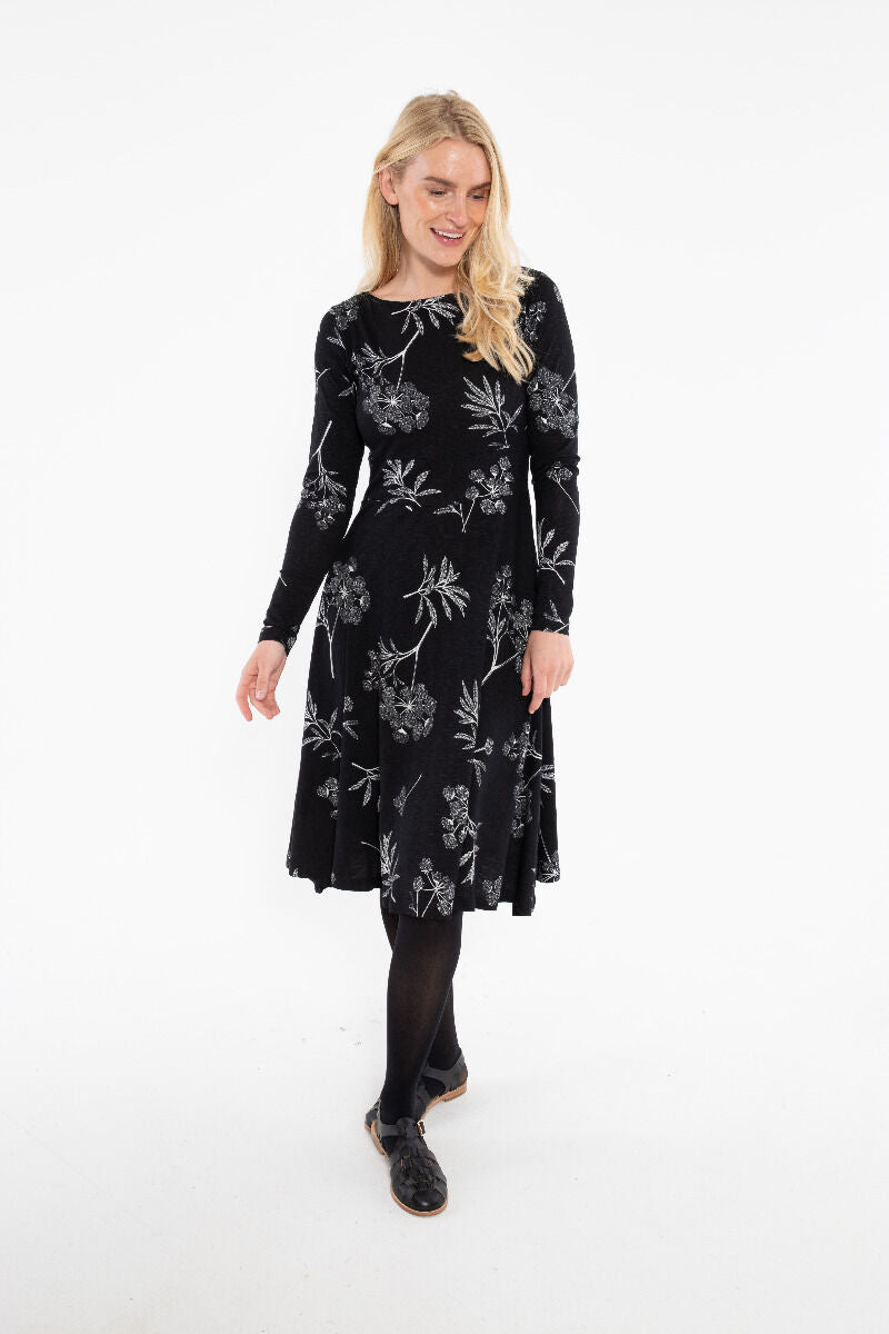 ORGANIC - Danesigrid Viscose Slub Dress Black HEMLOCK