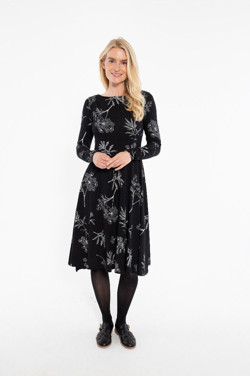 ORGANIC - Danesigrid Viscose Slub Dress Black HEMLOCK