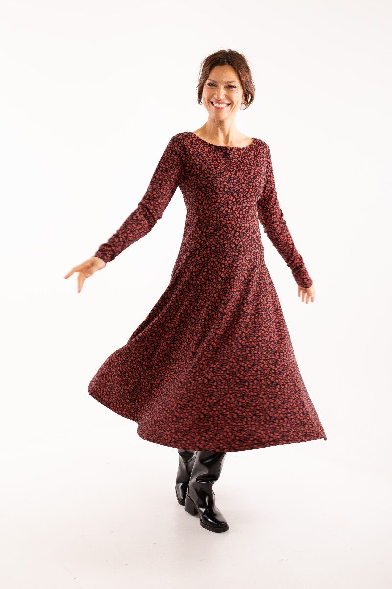 ORGANIC - Danesigrid Viscose Dress Black/red FLEURIE