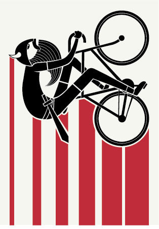 Postkort fra Danefæ med cyklende viking