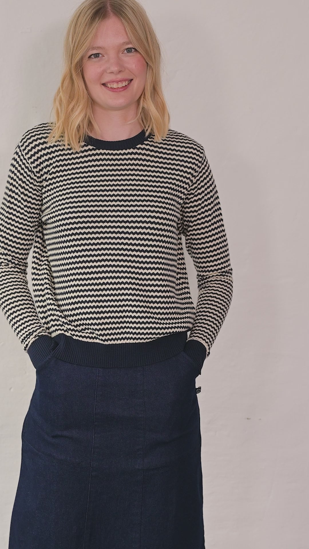 Danepearly Pearl Knit Sweater Dark Navy/Chalk