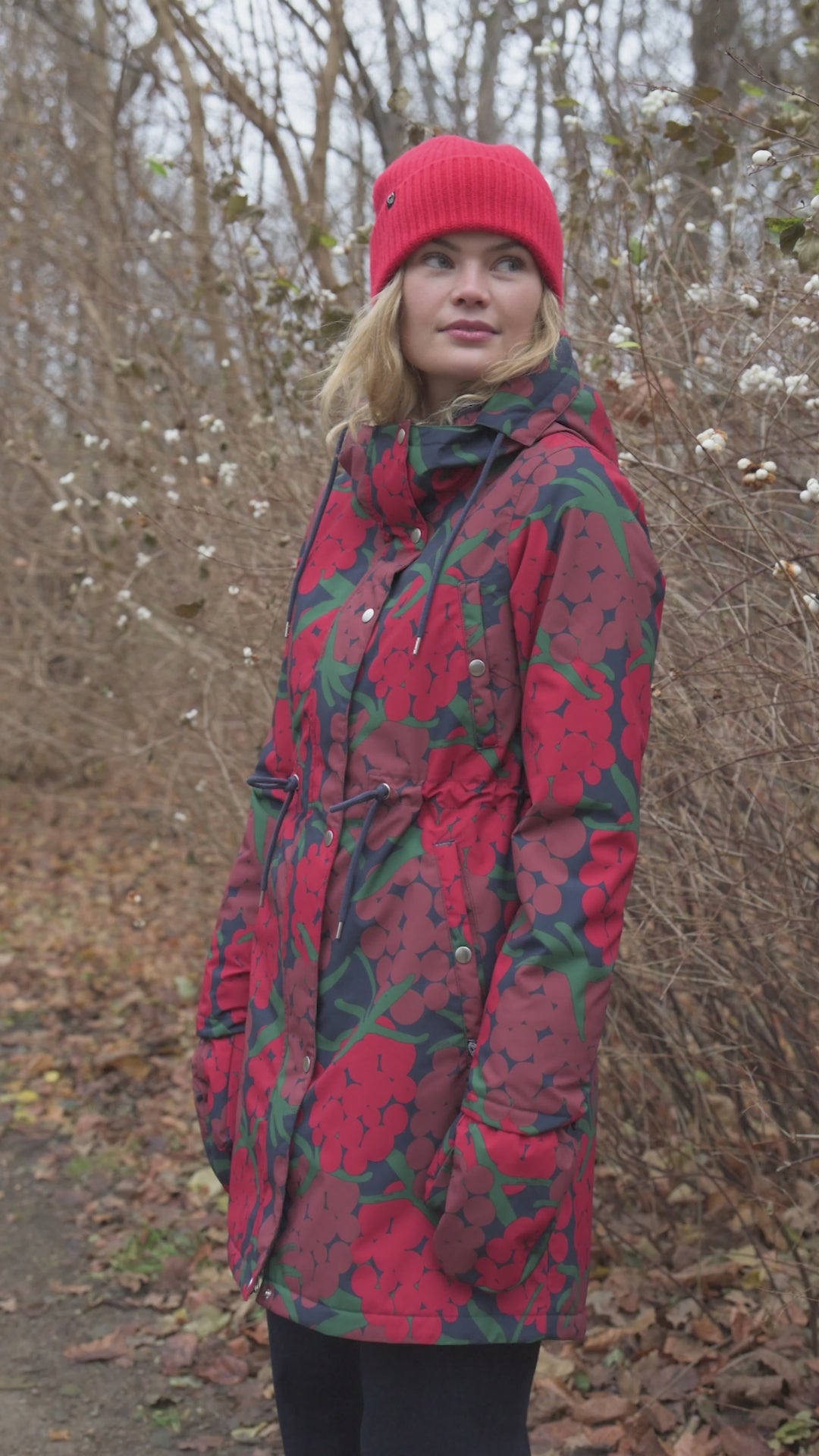 Danenora AOP Winter Parka Dk Red MAXIBERRY