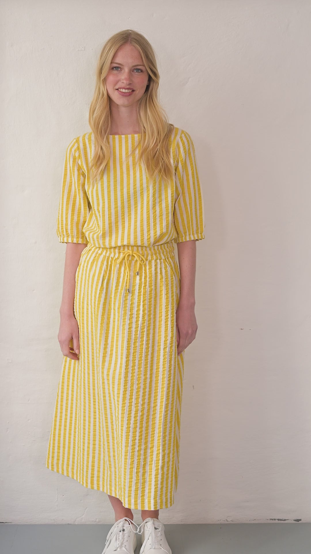 Danespresso Seersucker Skirt Faded Yellow/Chalk