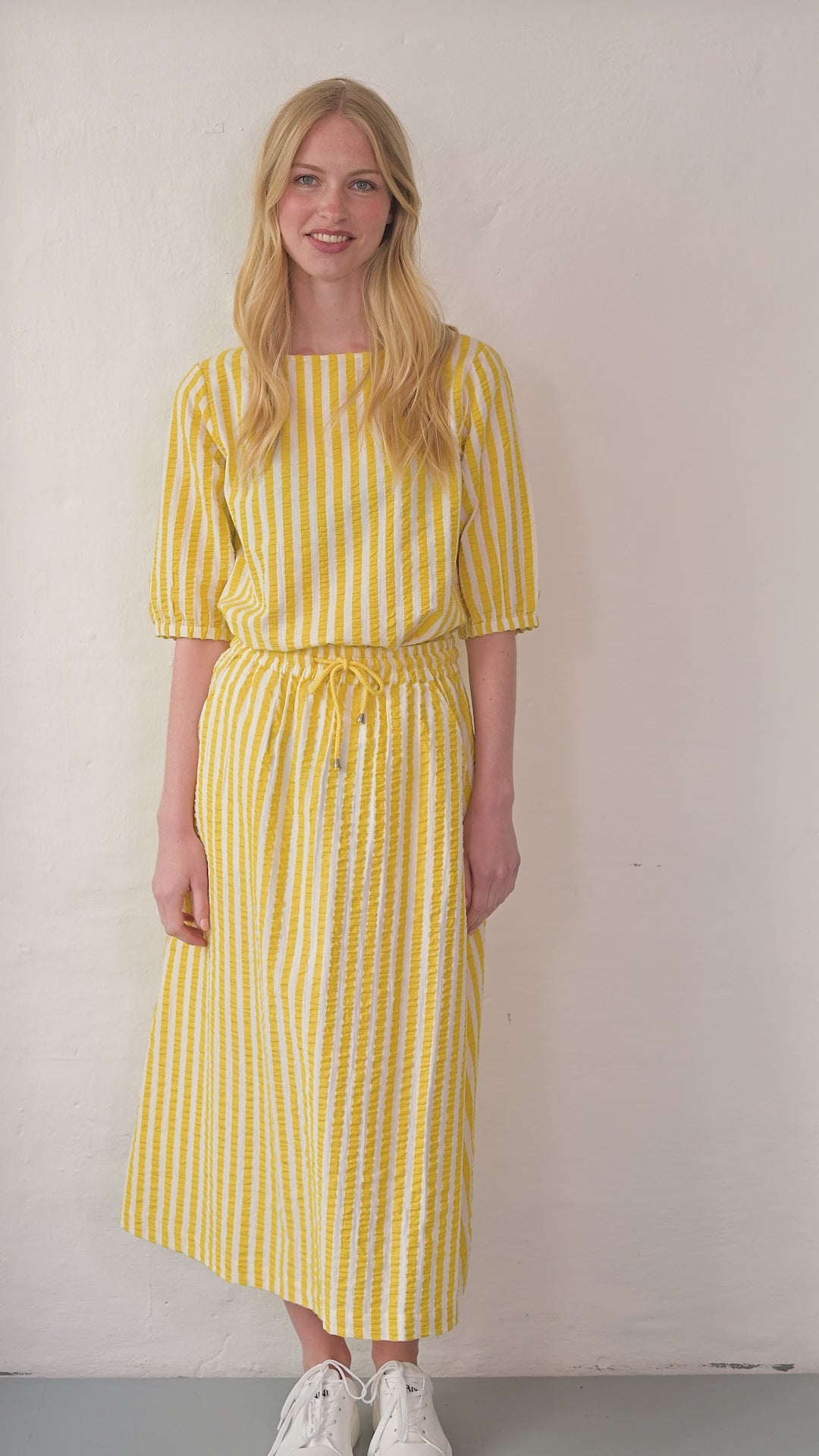 Danespresso Searsucker Skirt Faded Yellow/Chalk