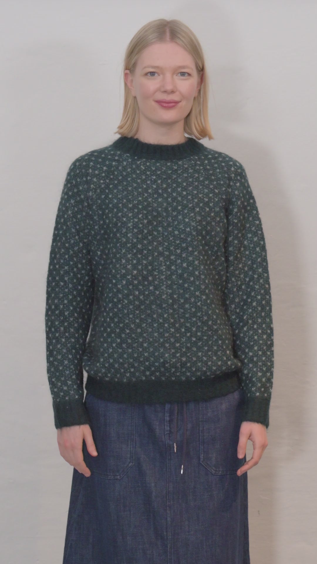 Daneherbal Alpaca Jaquard Sweater Dk Slate/Lt Blue Grey