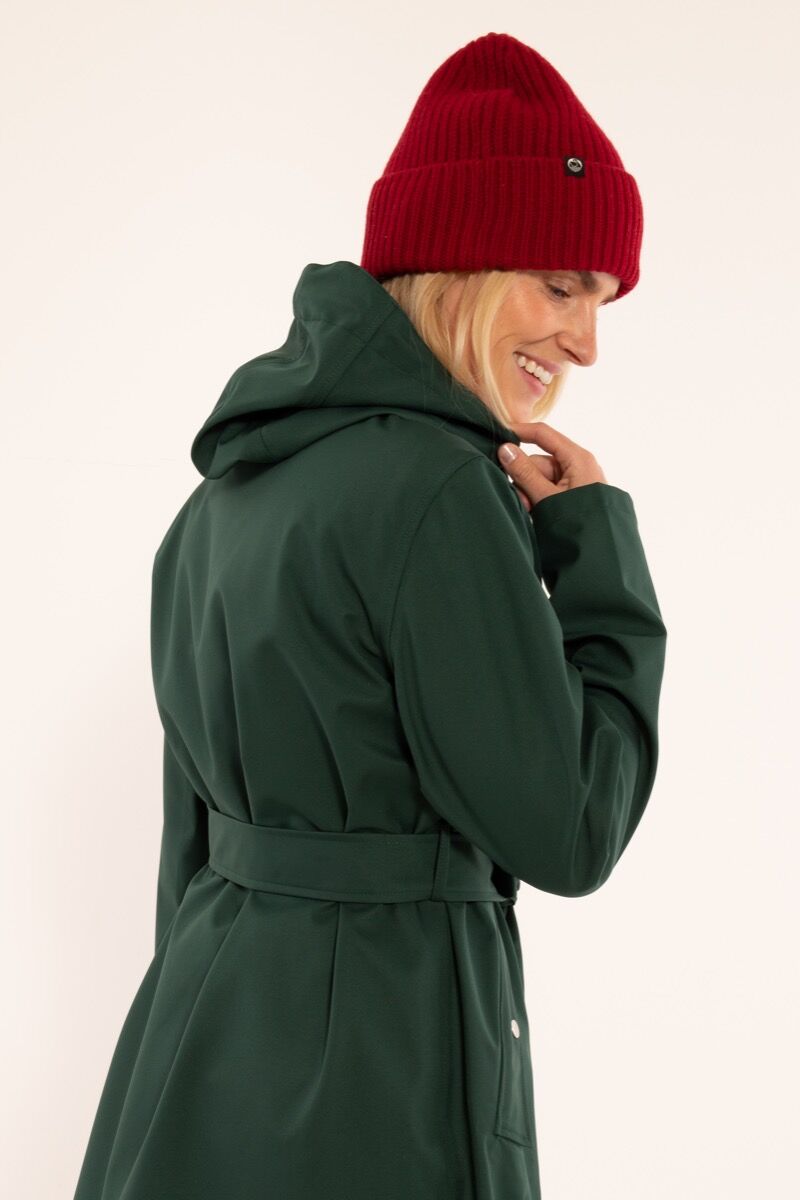 Dame regnfrakke i grøn