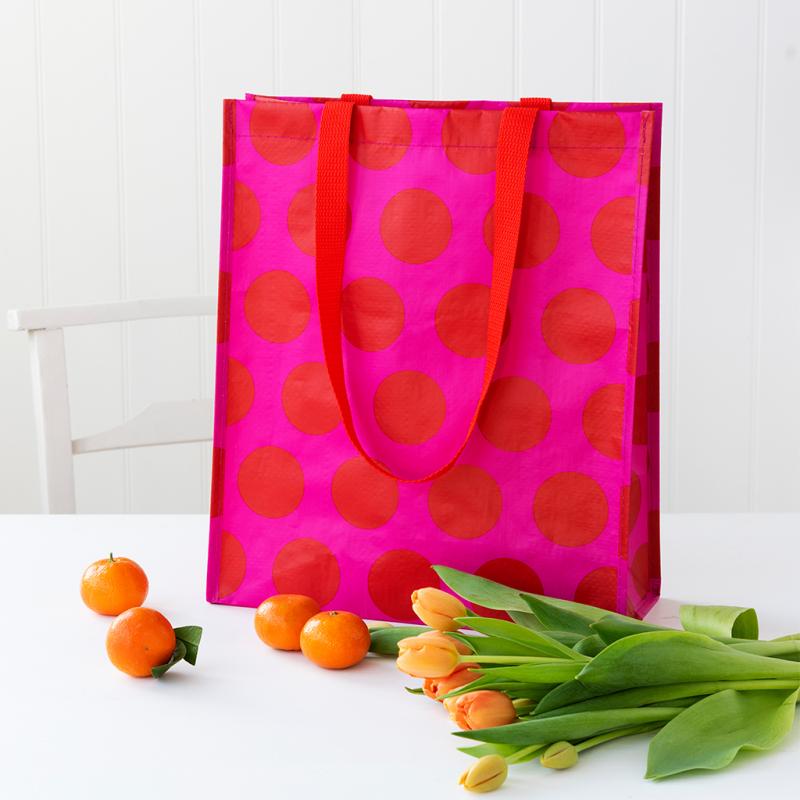 RL Recycled Shopping Bag Red on Pink Spotlight