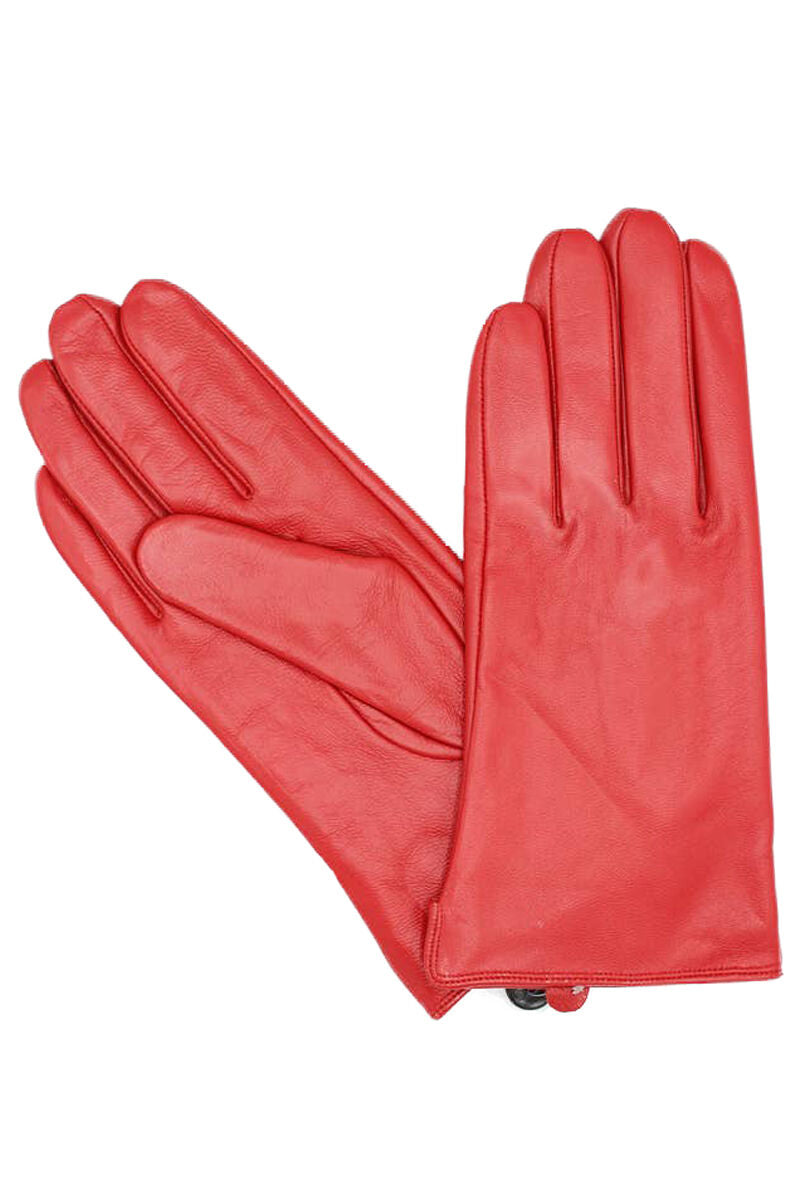 Fleeceforet Læderhandsker Red