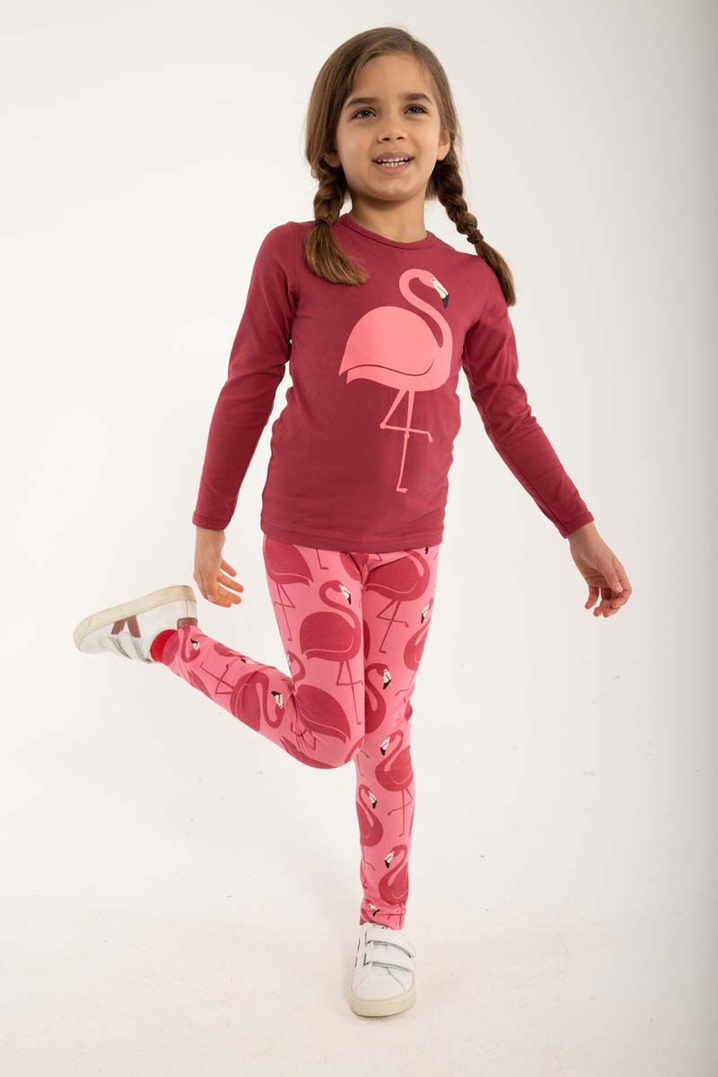 bluse med flamingo