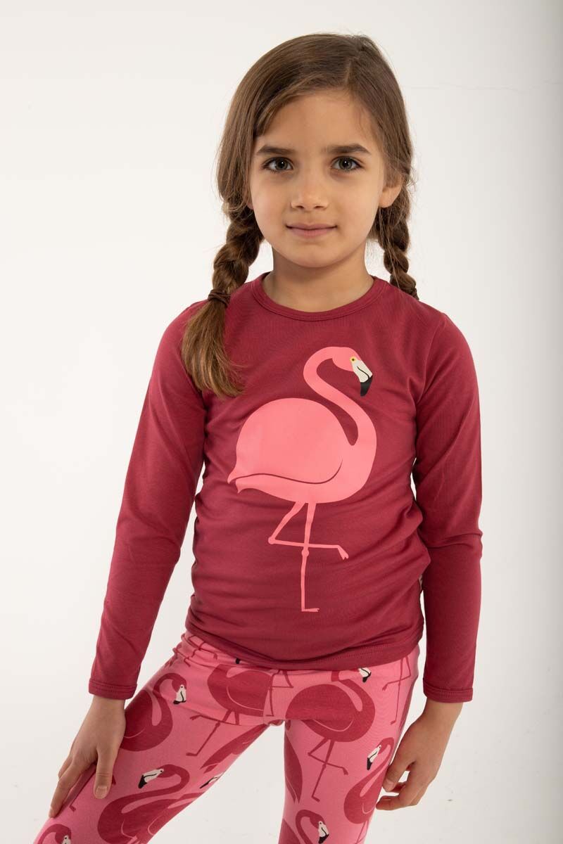 bluse med flamingo