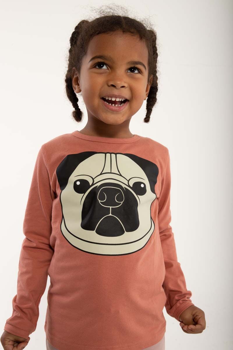 Bluse med Mops hund