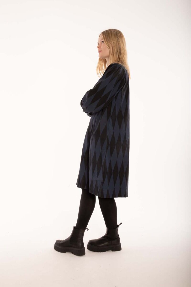 Danesocial Poplin Dress Black/Marine DIAMONDS