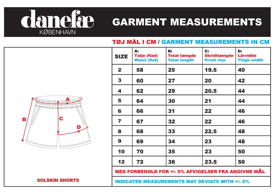 Danesolskin Shorts Bingo