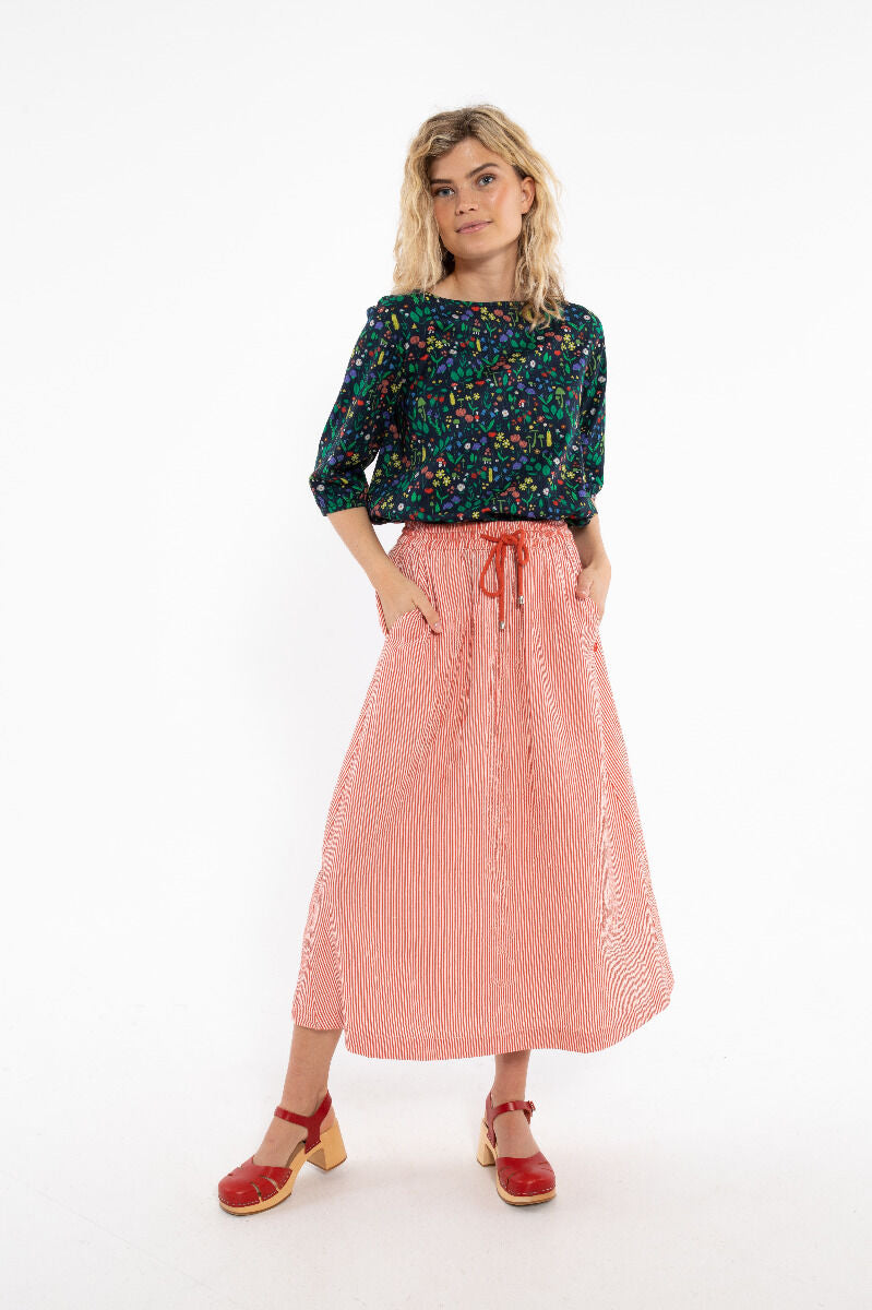 Danespresso Seersucker Skirt Bright Red/Chalk