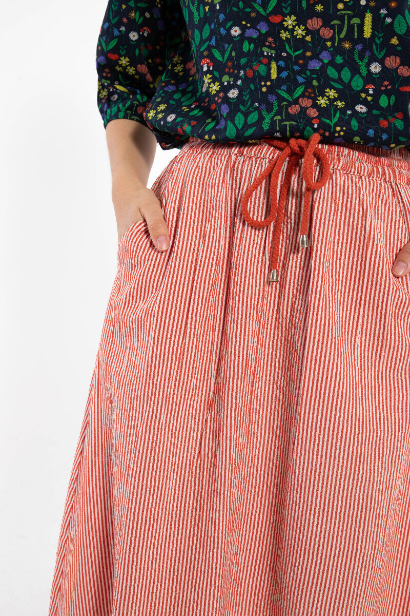 Danespresso Seersucker Skirt Bright Red/Chalk