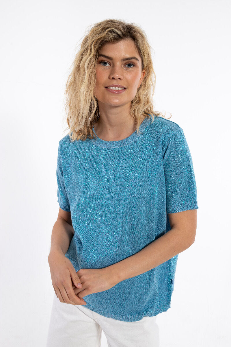 Danesilver Sweater Glitter Tee Light Blue Glitter