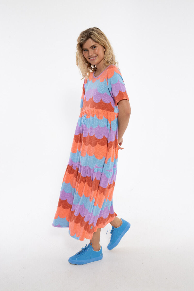 ORGANIC - Danemarkise Slub Jersey Dress Warm Rose/Coral PUFFY CLOUDS