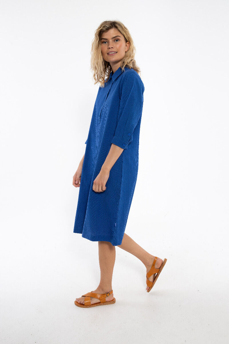 Danecarnation Seersucker Dress Deep Marine/Klein Blue