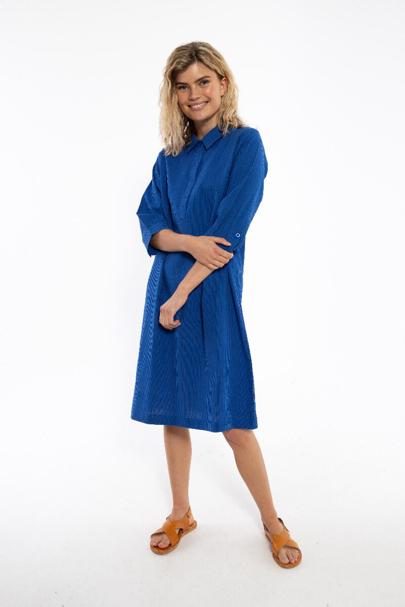 Danecarnation Seersucker Dress Deep Marine/Klein Blue