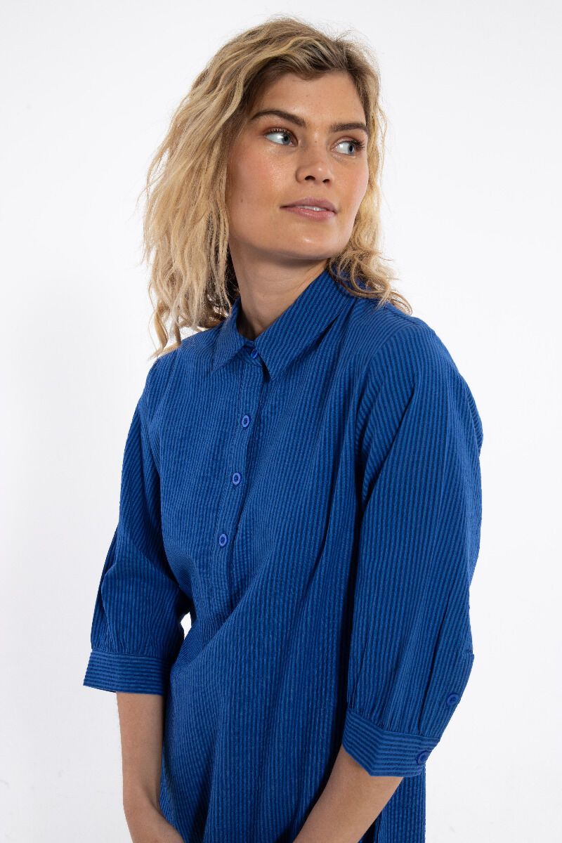 Danecarnation Seersucker Dress Deep Marine/Klein Blue