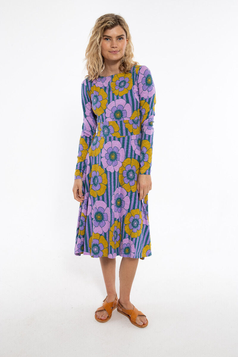 ORGANIC - Danesigrid Viscose Slub Dress Viola POWER FLOWER